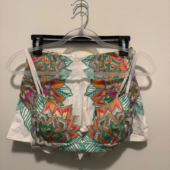 Mara Hoffman Floral Embroidered White Shorts and Tank (swim) set size 2 / Small - Picture 5 of 12